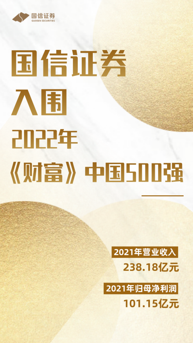 国信证券入围2022年《财富》中国500强